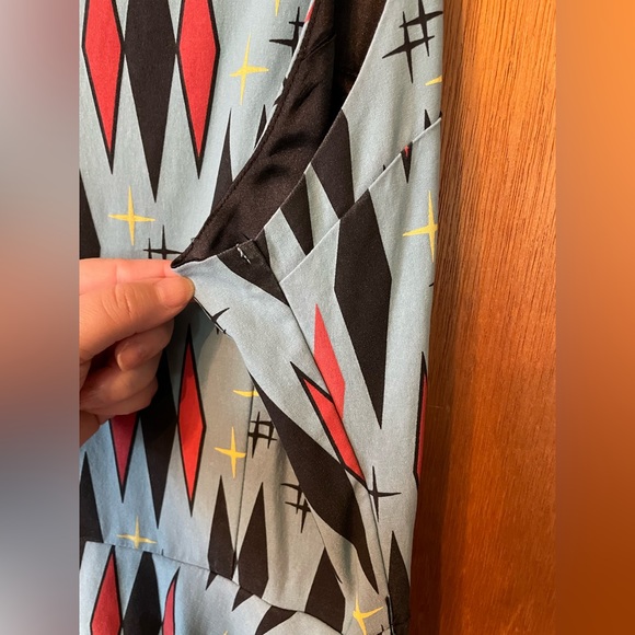 Sourpuss harlequin retro diamonds print swing dress size large - Picture 5 of 14